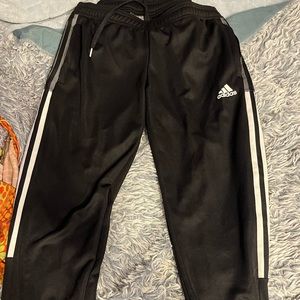 Black adidas striped joggers